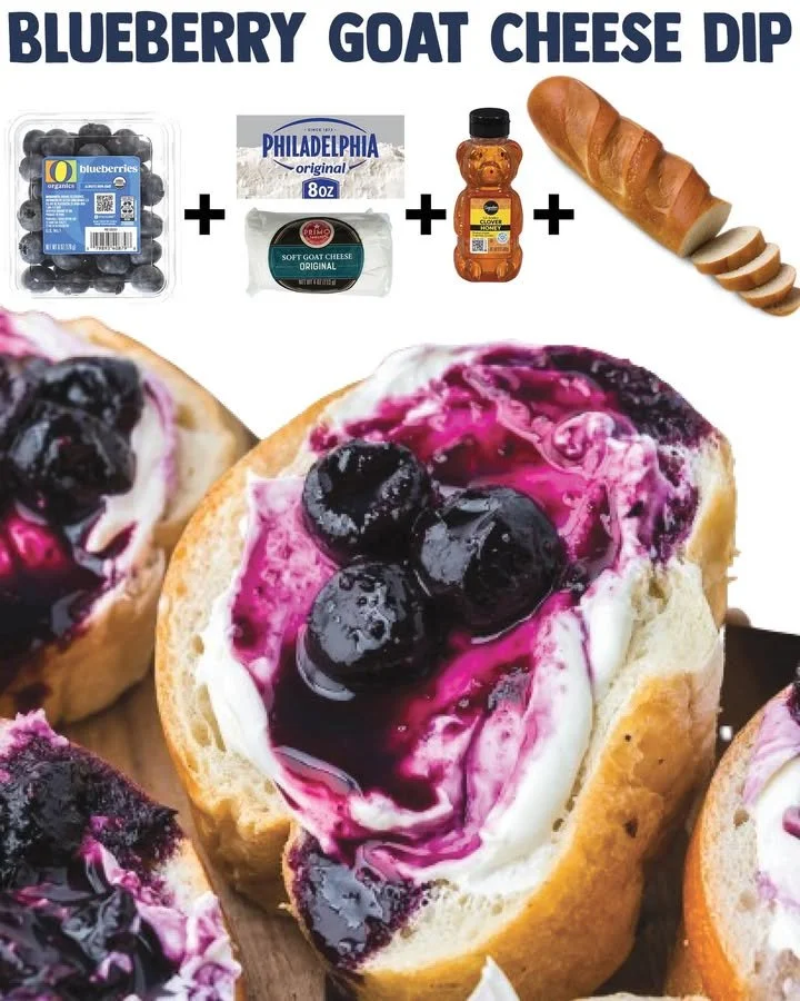 Delicious blueberry goat cheese dip served in a bowl