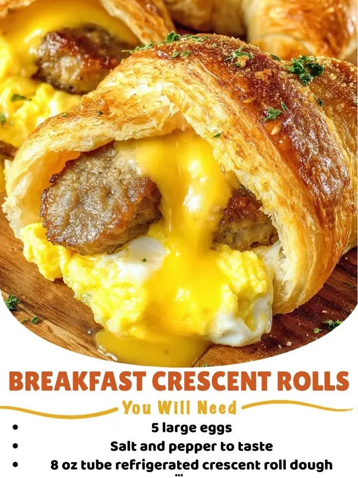 Freshly baked Breakfast Crescent Rolls with fillings for a delightful breakfast