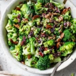 Delicious Broccoli Bacon Salad served in a bowl with fresh ingredients
