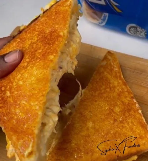 Buffalo Chicken Grilled Cheese sandwich with melted cheese and spicy buffalo sauce