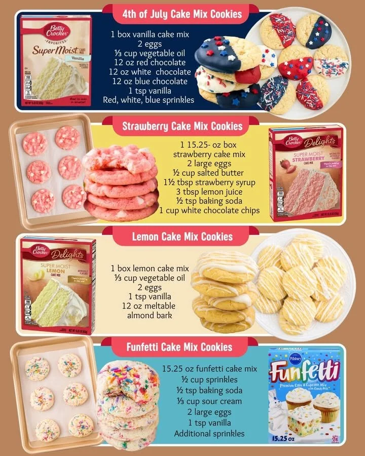 Delicious cake mix cookies baked fresh, topped with chocolate and colorful sprinkles.