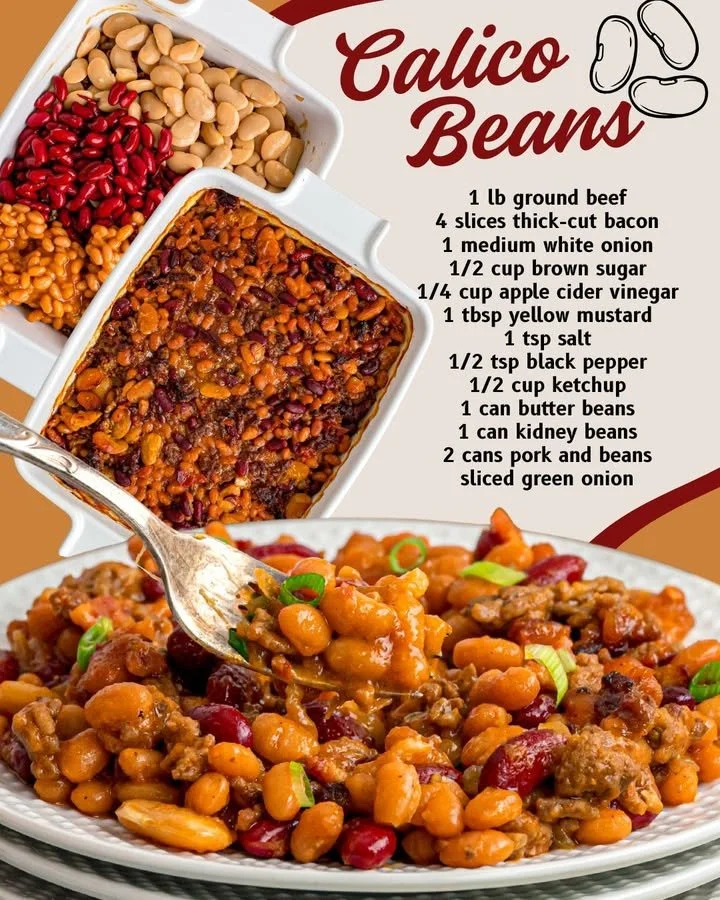 A colorful bowl of calico beans showcasing a variety of textures and colors.