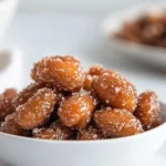 Bowl of delicious candied almonds ready to enjoy.