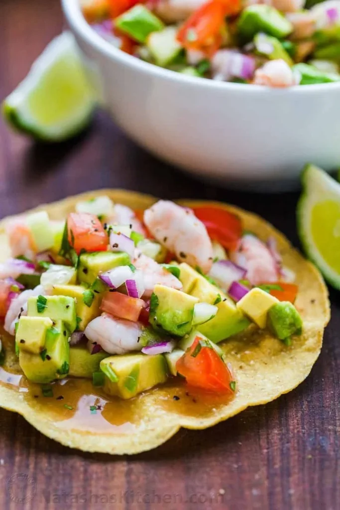Delicious ceviche made with marinated seafood and fresh ingredients.