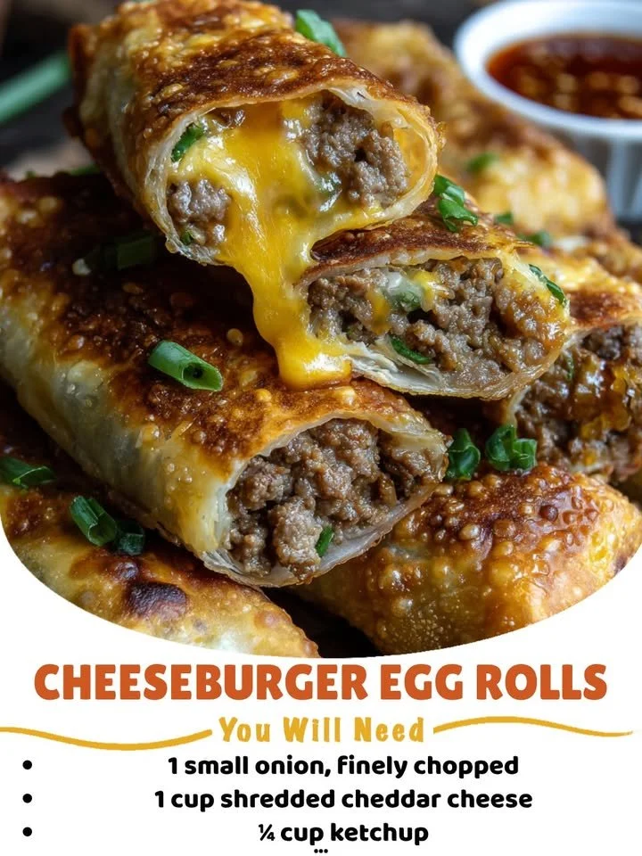 Delicious cheeseburger egg rolls served with dipping sauce
