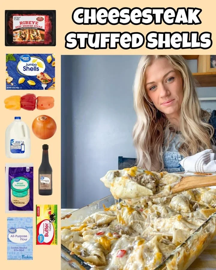 Cheesesteak stuffed shells filled with creamy cheese and savory steak