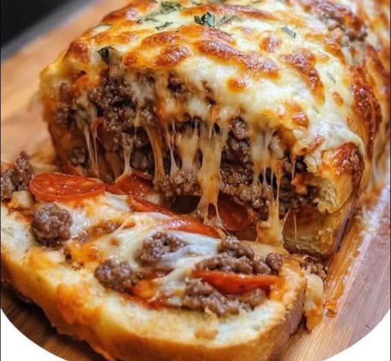 Cheesy Garbage Bread Delight topped with melted cheese and tasty ingredients.
