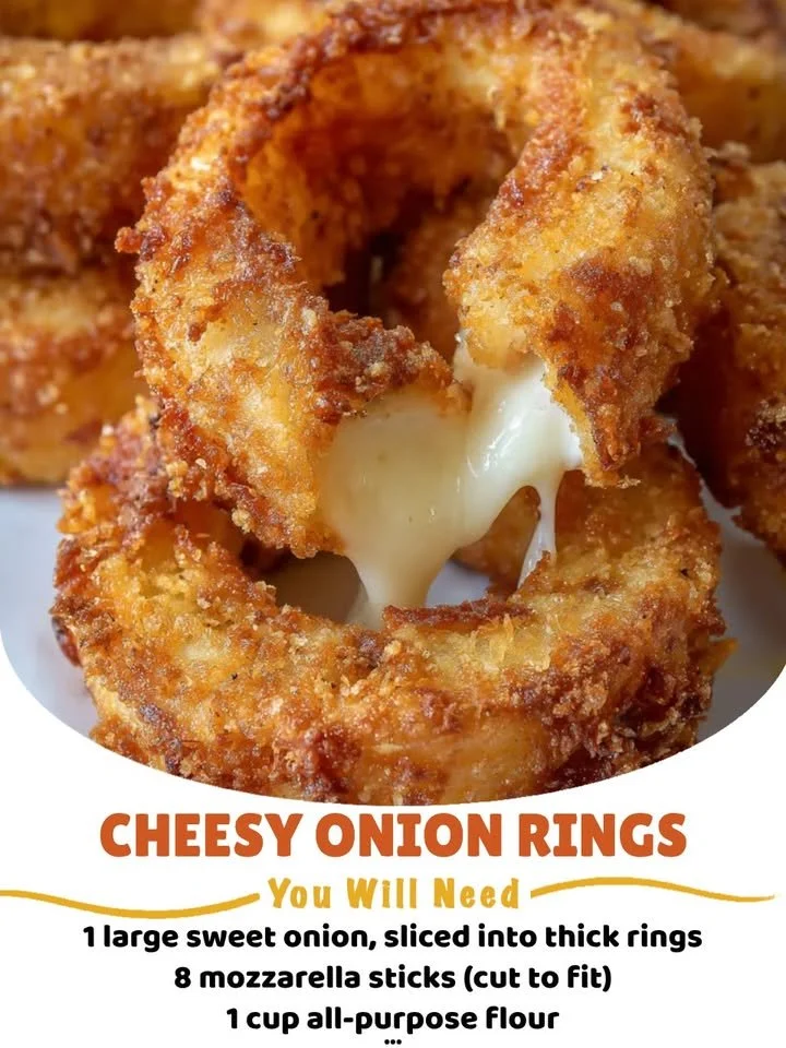 Delicious cheesy onion rings served as a crispy appetizer