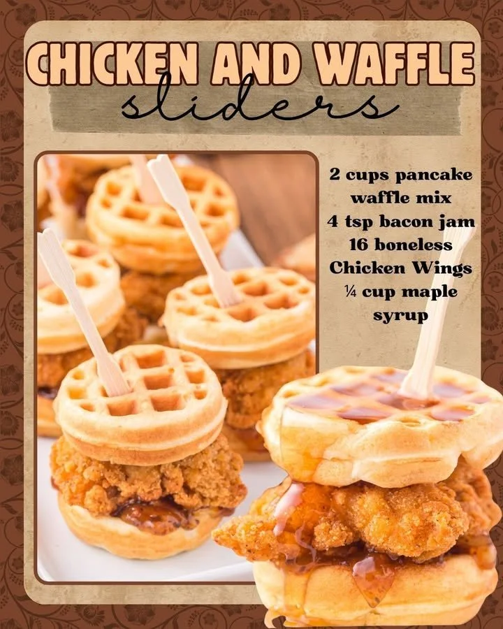 Delicious Chicken and Waffle Sliders served on a plate, showcasing savory and sweet flavors.