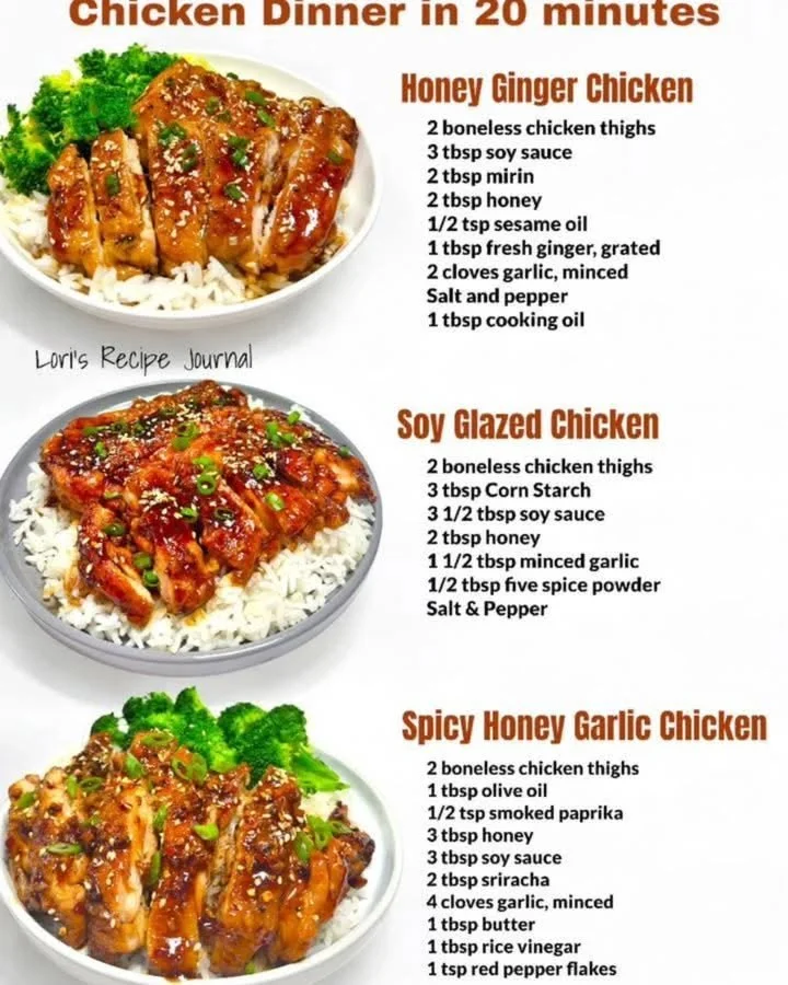 Quick chicken dinner recipes prepared in 20 minutes for busy weeknights.