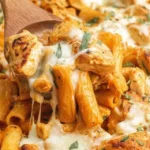 Delicious Chicken Parmesan Pasta served in a bowl