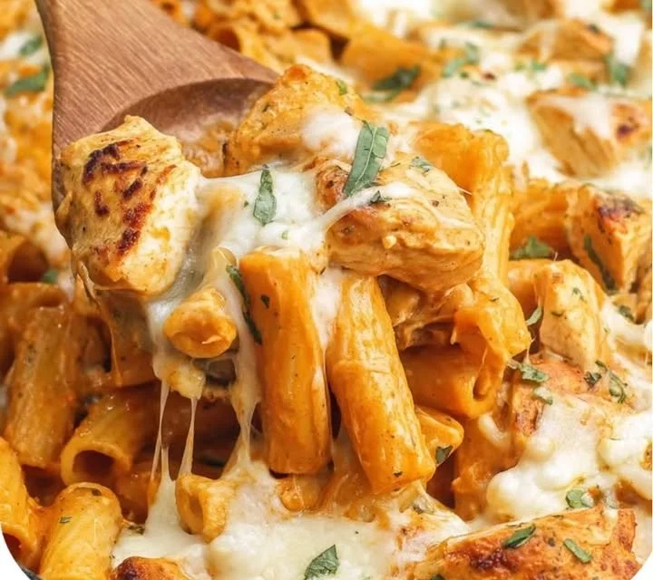 Delicious Chicken Parmesan Pasta served in a bowl
