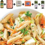 Delicious Chicken Pasta Salad with vegetables and dressing