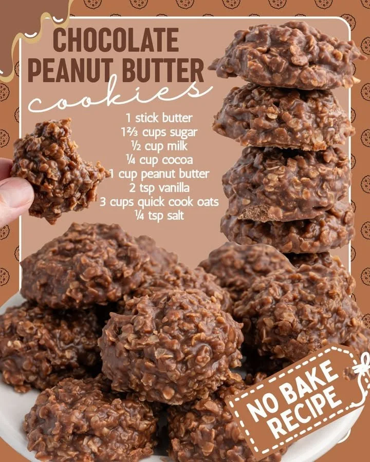 Chocolate Peanut Butter No-Bake Cookies on a plate