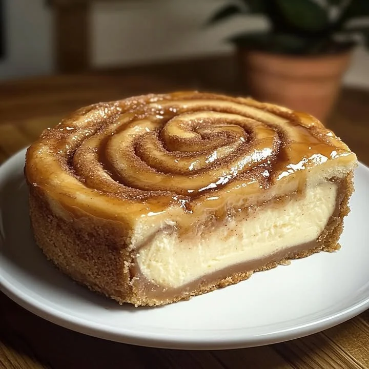 Delicious Cinnamon Roll Cheesecake with a honeybun twist