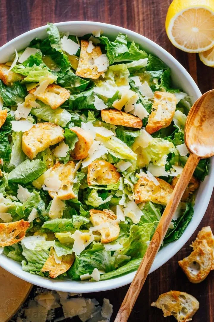 Classic Caesar Salad with romaine lettuce, croutons, and creamy dressing