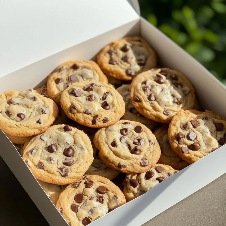 Freshly baked classic chocolate chip cookies on a cooling rack