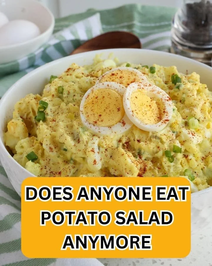 Bowl of Classic Southern Potato Salad garnished with parsley
