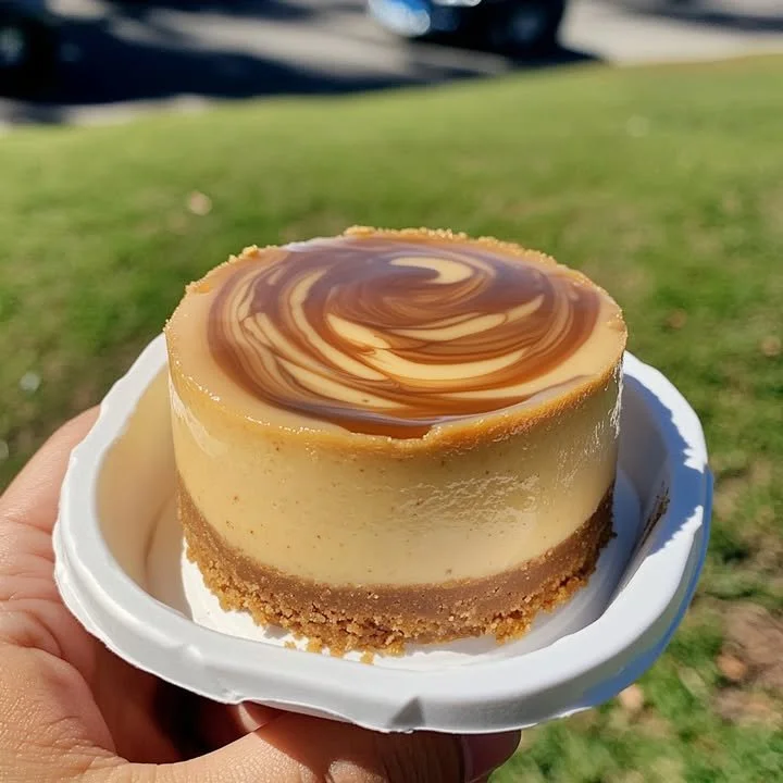 Delicious cookie butter mini cheesecakes on a decorative plate