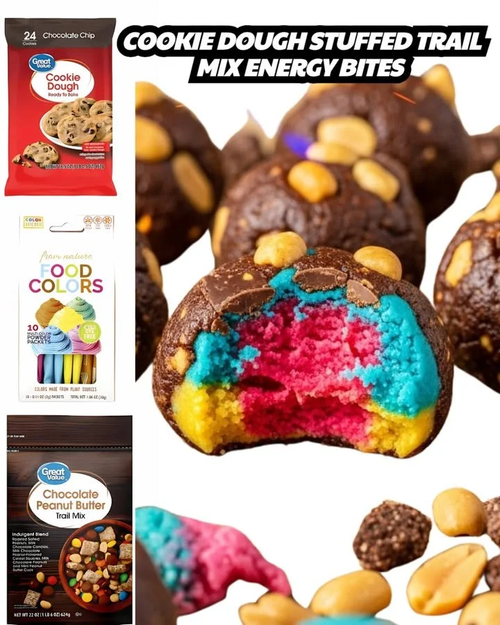 Cookie Dough Stuffed Trail Mix Energy Bites ready to energize your day.