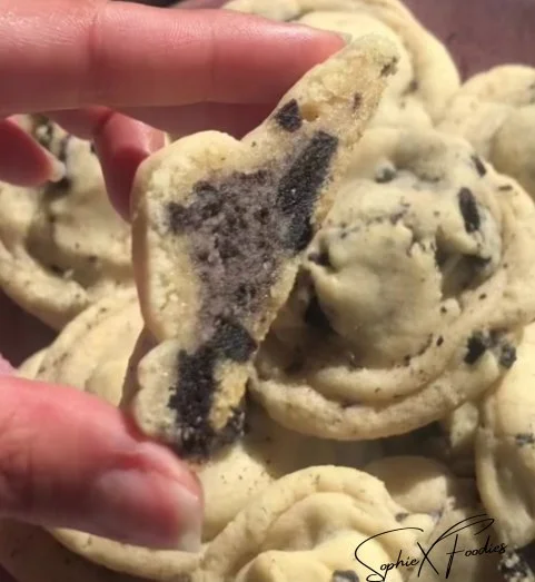 Cookies and Cream Frosting Stuffed Cookies on a plate