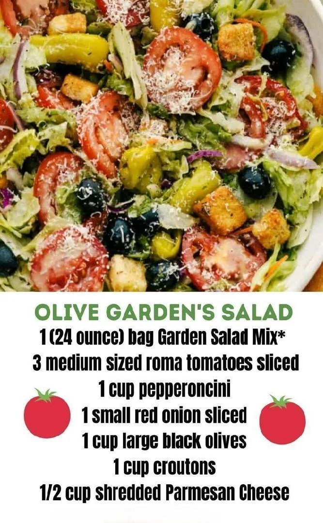 Delicious Copycat Olive Garden Salad with fresh veggies and dressing