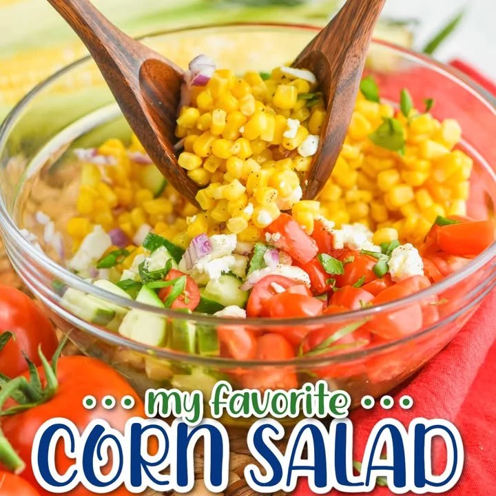 Delicious corn salad with colorful vegetables in a bowl