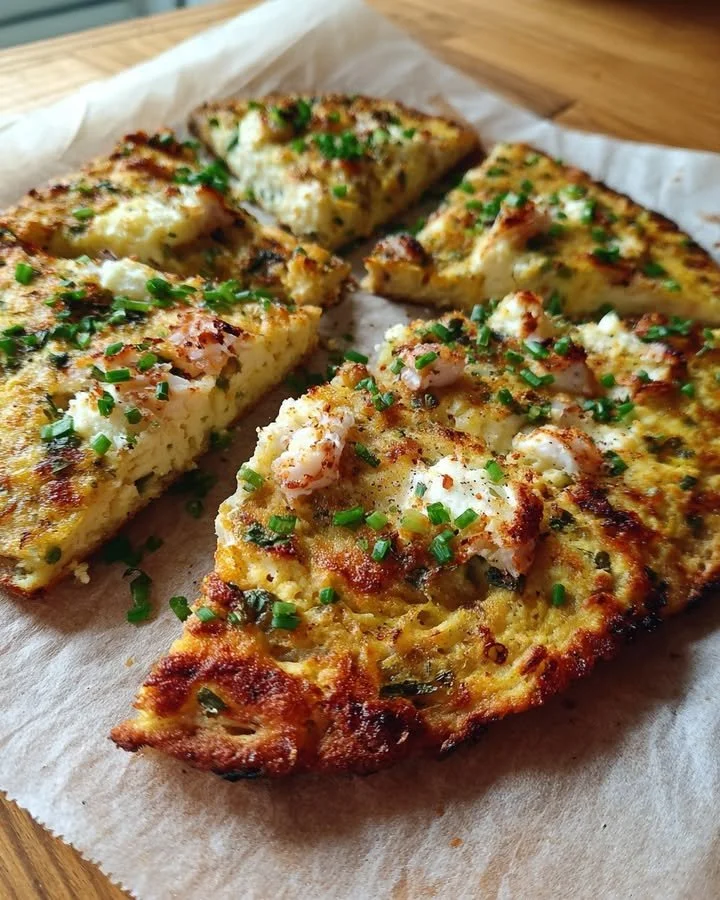 Cottage Cheese Flatbread topped with fresh herbs and vegetables