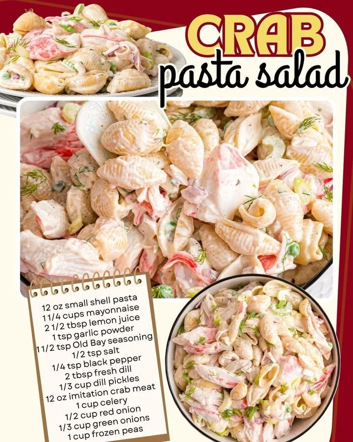 Delicious crab pasta salad with fresh ingredients and vibrant colors