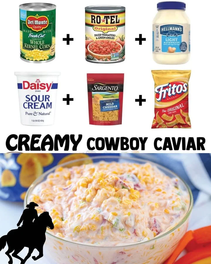 Creamy Cowboy Caviar served in a bowl with colorful ingredients