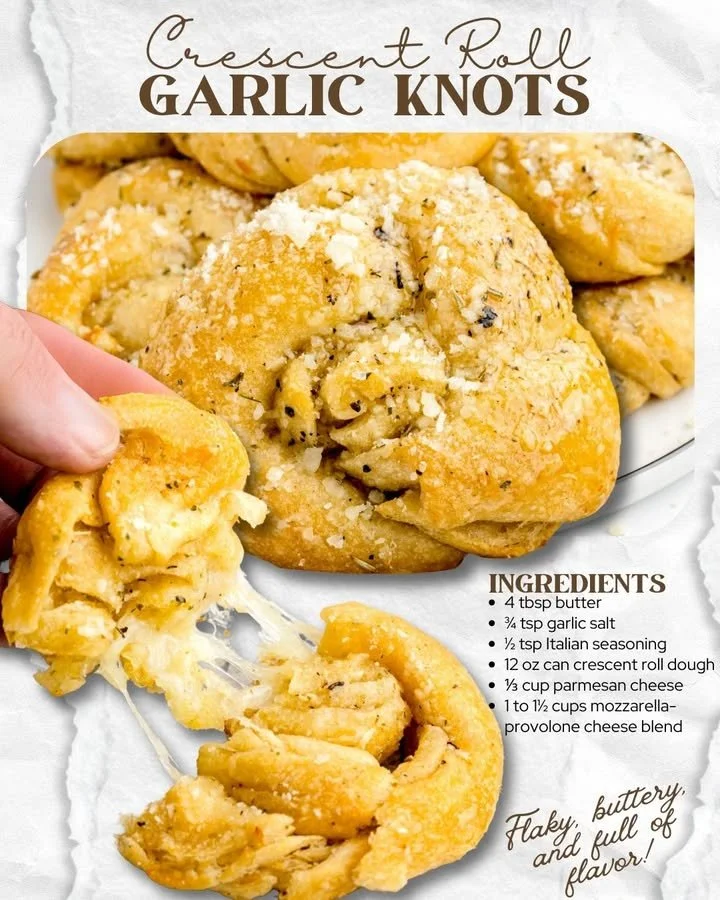 Homemade crescent roll garlic knots fresh out of the oven