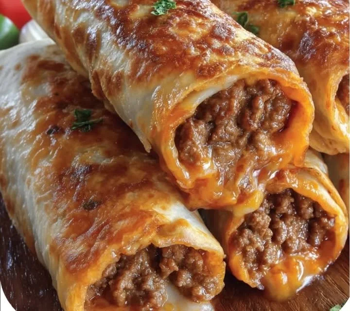 Delicious crispy beef and cheese chimichangas served on a plate
