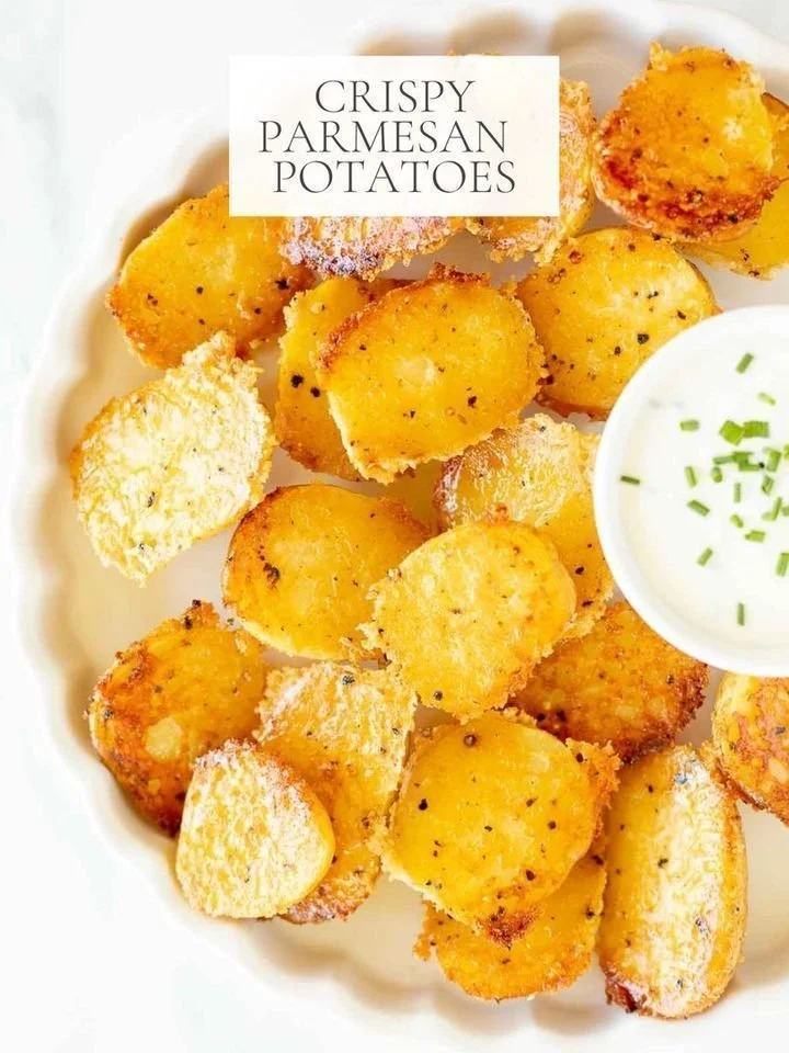 Crispy Parmesan roasted potatoes, golden and perfectly seasoned for a delicious side dish.