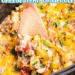 Crock Pot cheesesteak potato casserole served in a bowl