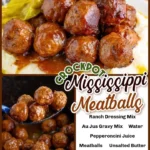 Crock Pot Mississippi Meatballs served with sauce in a bowl