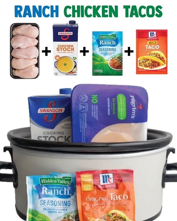 Delicious Crock Pot Ranch Chicken Tacos ready to serve