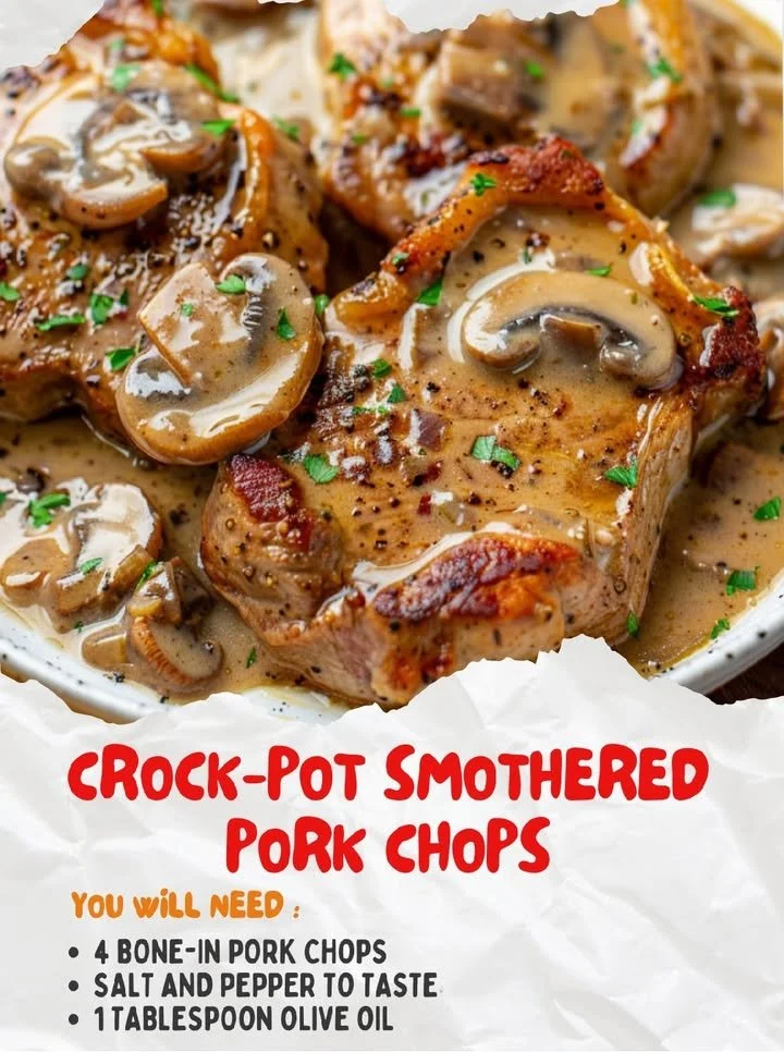 Delicious Crock-Pot smothered pork chops served on a plate