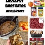 Crockpot beef bites simmering in rich gravy sauce