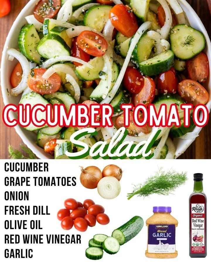 Cucumber tomato salad with fresh vegetables in a bowl