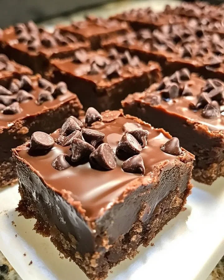 Decadent chocolate fudge brownie bars with a rich, gooey texture