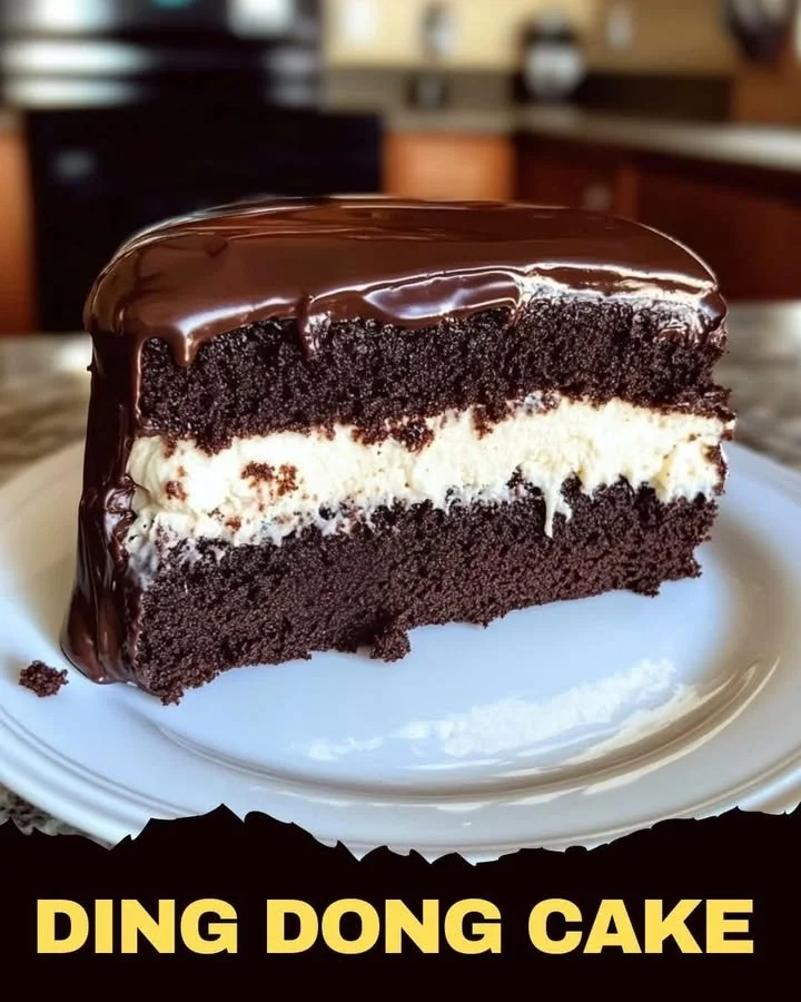 Delicious Ding Dong Cake featuring rich chocolate and creamy filling
