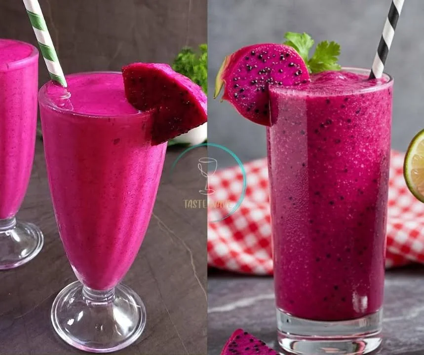 Refreshing dragon fruit smoothie in a glass with fresh ingredients