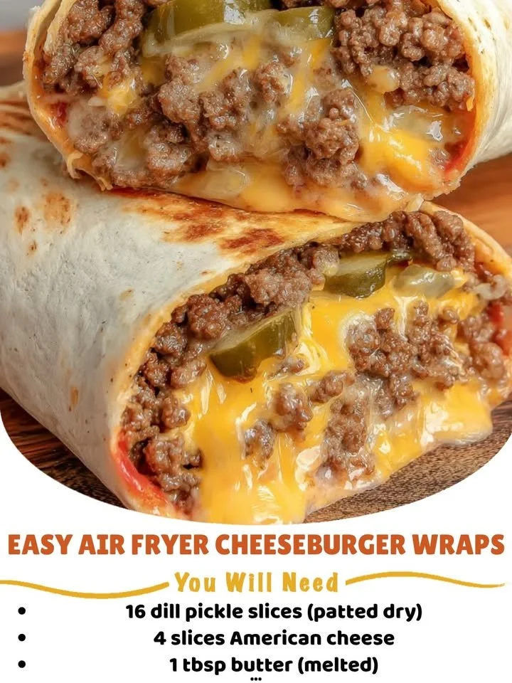 Easy air fryer cheeseburger wraps cooked to perfection in an air fryer.