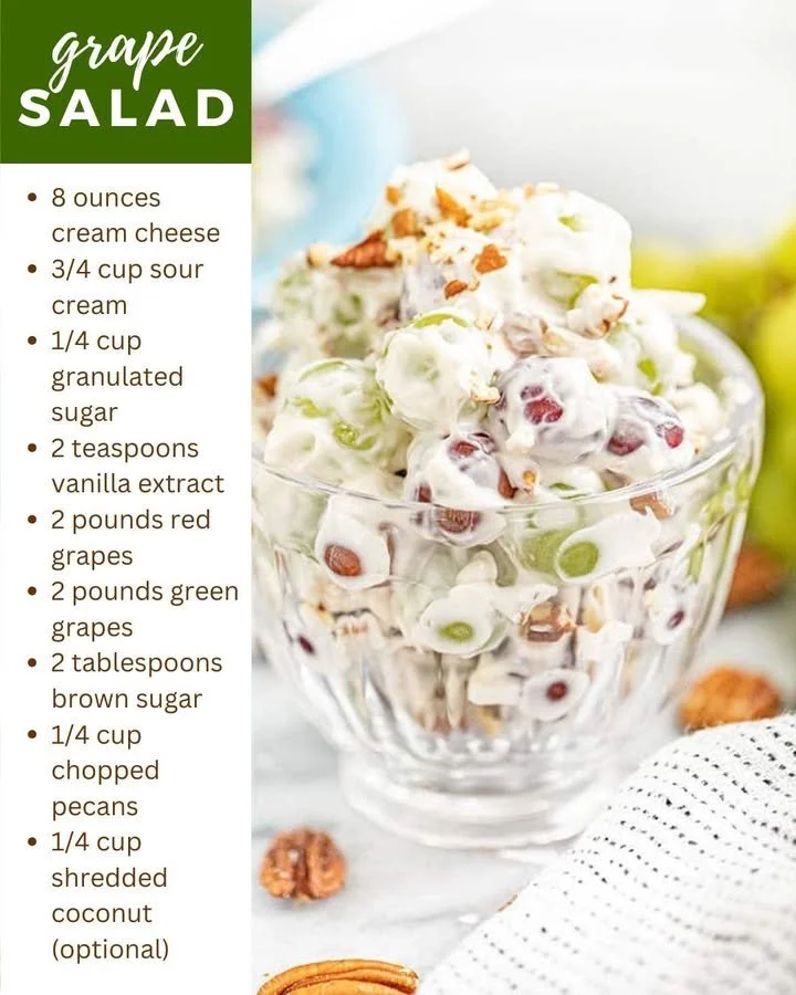Easy Creamy Grape Salad with fresh grapes and creamy dressing