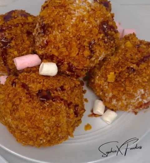 Delicious easy fried ice cream served in a bowl with toppings.
