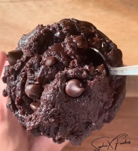 Bowl of delicious and safe edible brownie batter ready to enjoy.