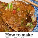 Delicious Egg Fu Yung served with vegetables and sauce