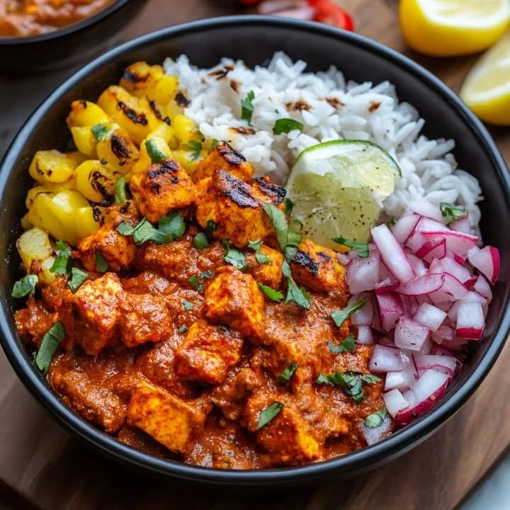 Delicious Fiery Tikka Masala Bowl with aromatic spices and vibrant colors