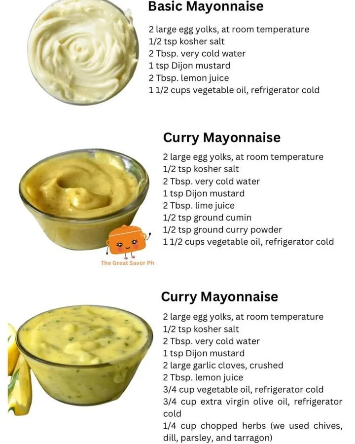 Jars of various flavored mayo with fresh ingredients for unique taste experiences