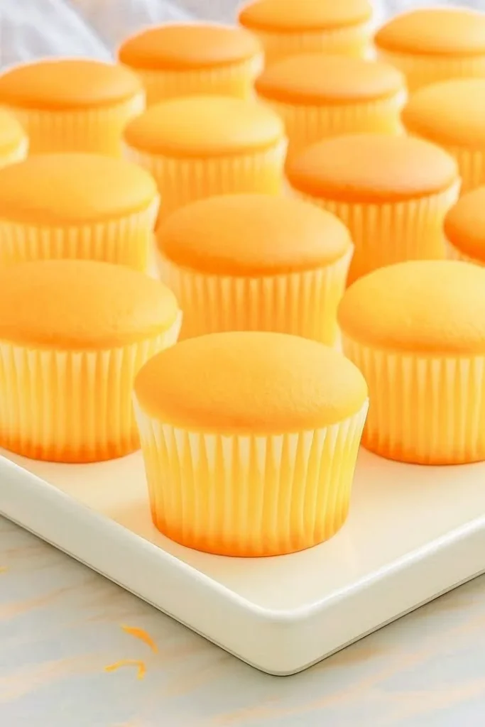 Fluffy vanilla cupcakes topped with creamy frosting, ideal for desserts.